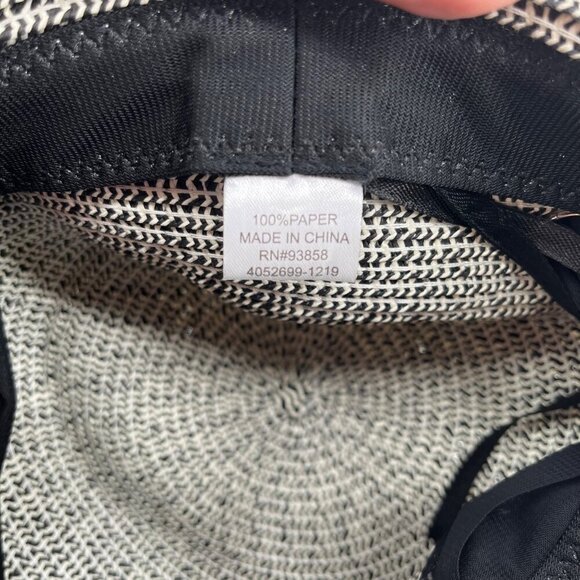 Black and White Paper Straw Woven Wide Brim Sun Hat - Picture 5 of 6